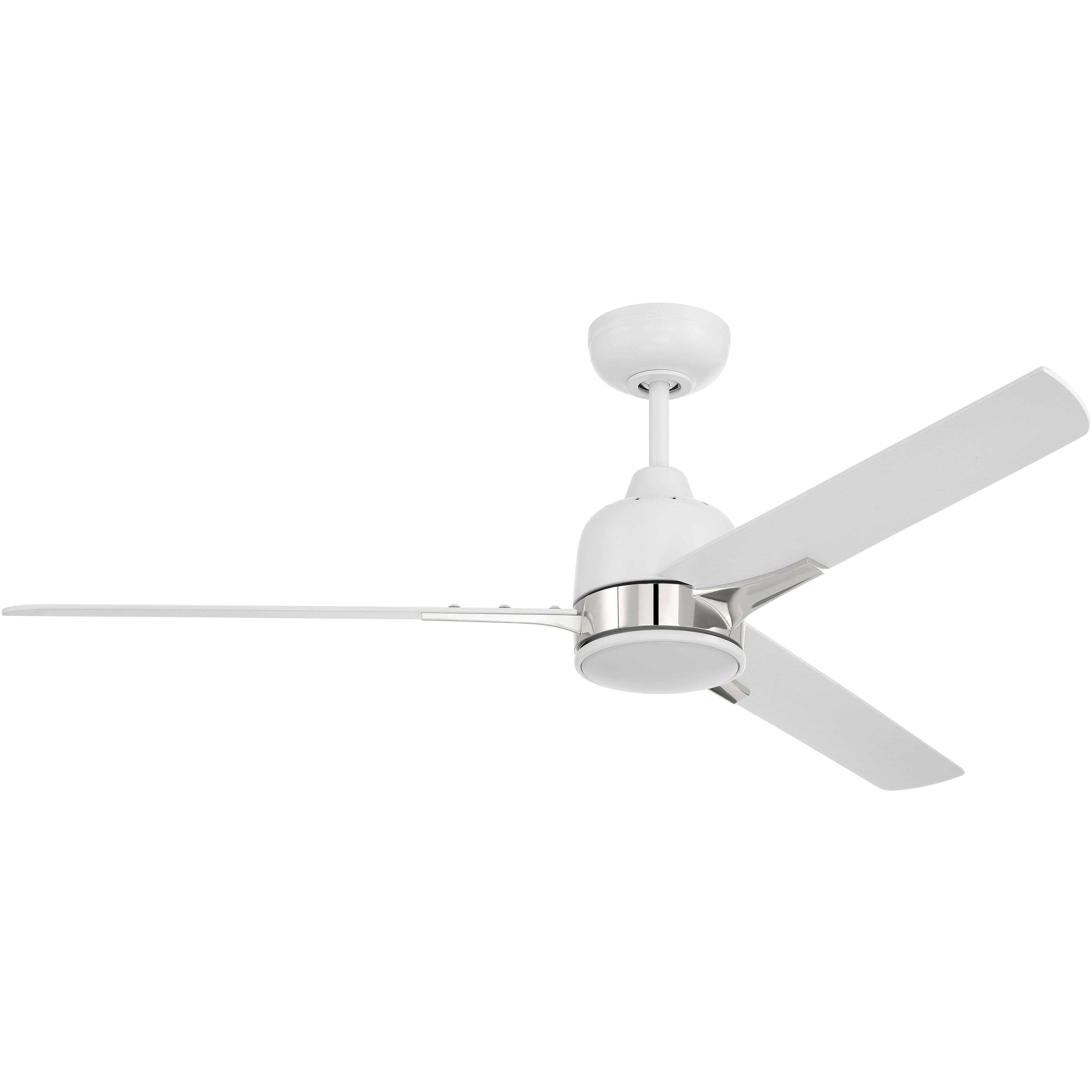 Fuller 52 inch White/Polished Nickel with White Blades Ceiling Fan (Blades Included) in White and Polished Nickel