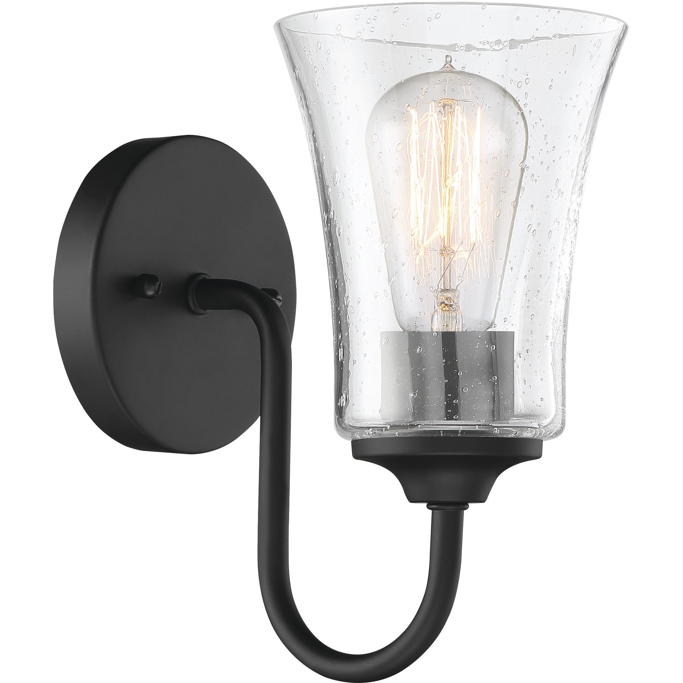 Neighborhood Gwyneth 1 Light 5 inch Flat Black Wall Sconce Wall Light in Clear Seeded, Neighborhood Collection