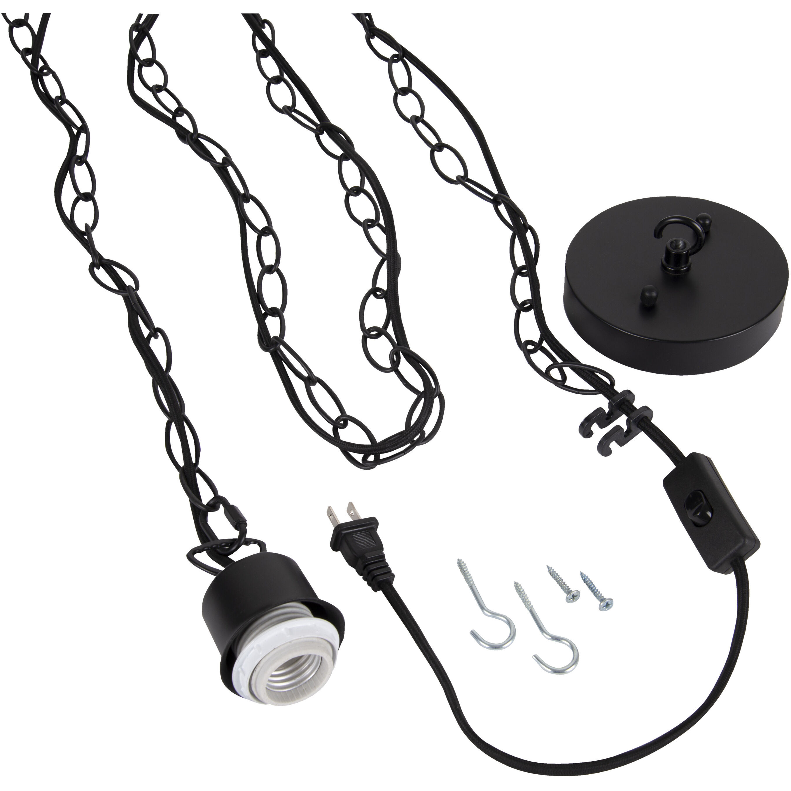 Swag Flat Black Pendant Hardware Ceiling Light