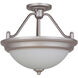 Pro Builder 2 Light 15 inch Brushed Polished Nickel Semi Flush Ceiling Light, Convertible