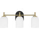 Council 3 Light 20.5 inch Flat Black/Satin Brass Vanity Light Wall Light