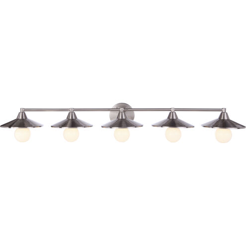 Isaac 5 Light 46 inch Brushed Polished Nickel Vanity Light Wall Light