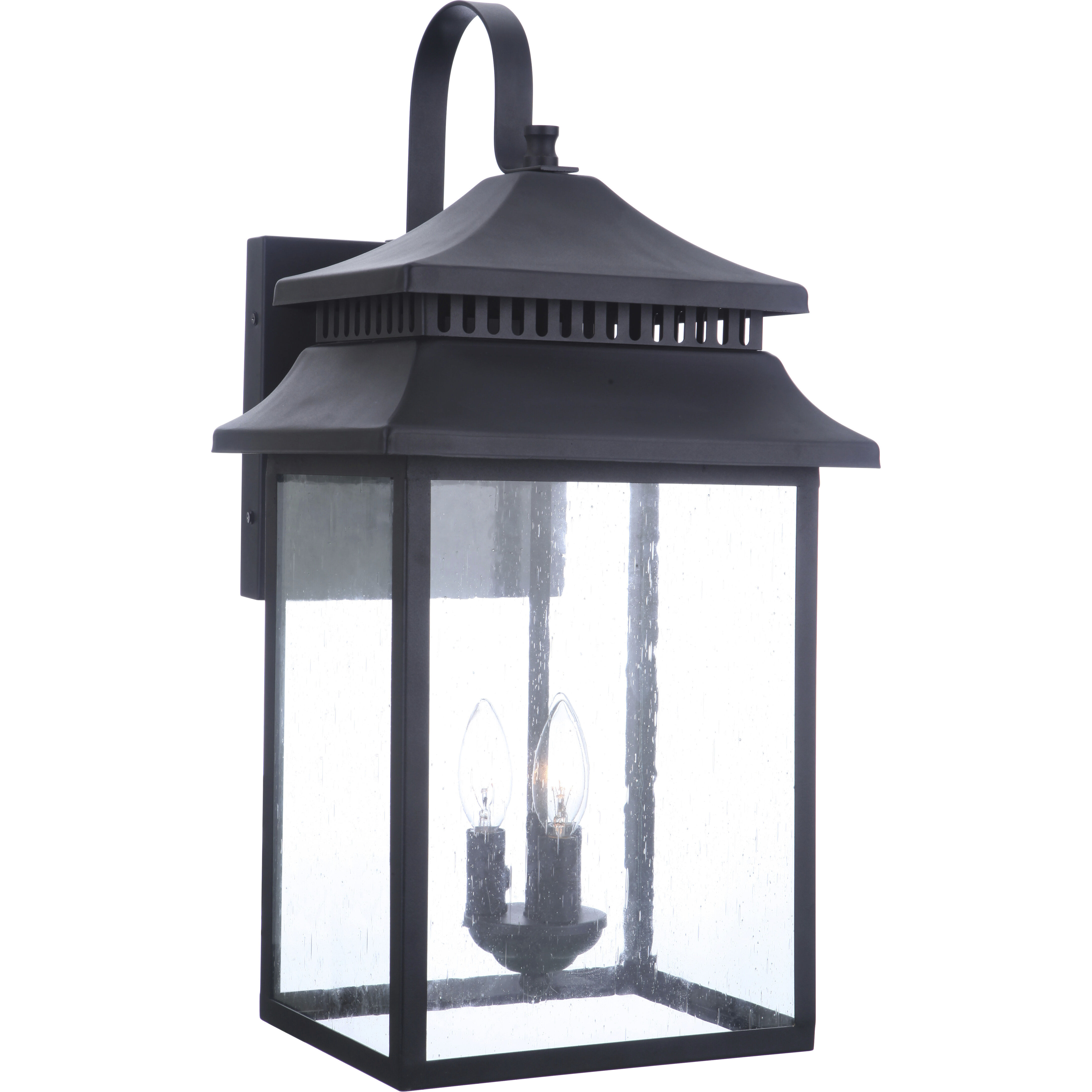 Crossbend 3 Light 24 inch Dark Bronze Gilded Outdoor Wall Lantern