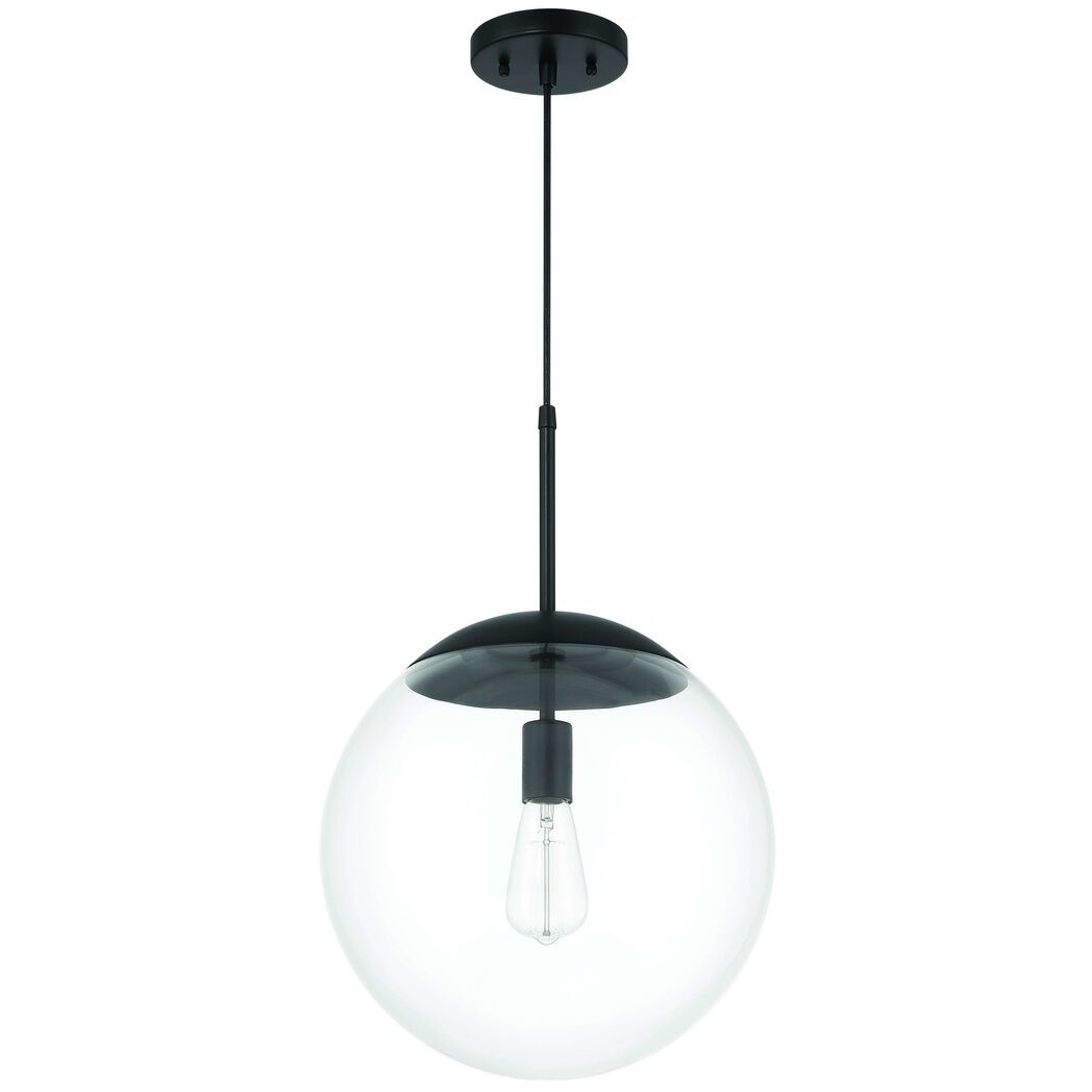 Gaze 1 Light 14 inch Flat Black Pendant Ceiling Light in Clear Glass