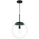 Gaze 1 Light 14 inch Flat Black Pendant Ceiling Light in Clear Glass