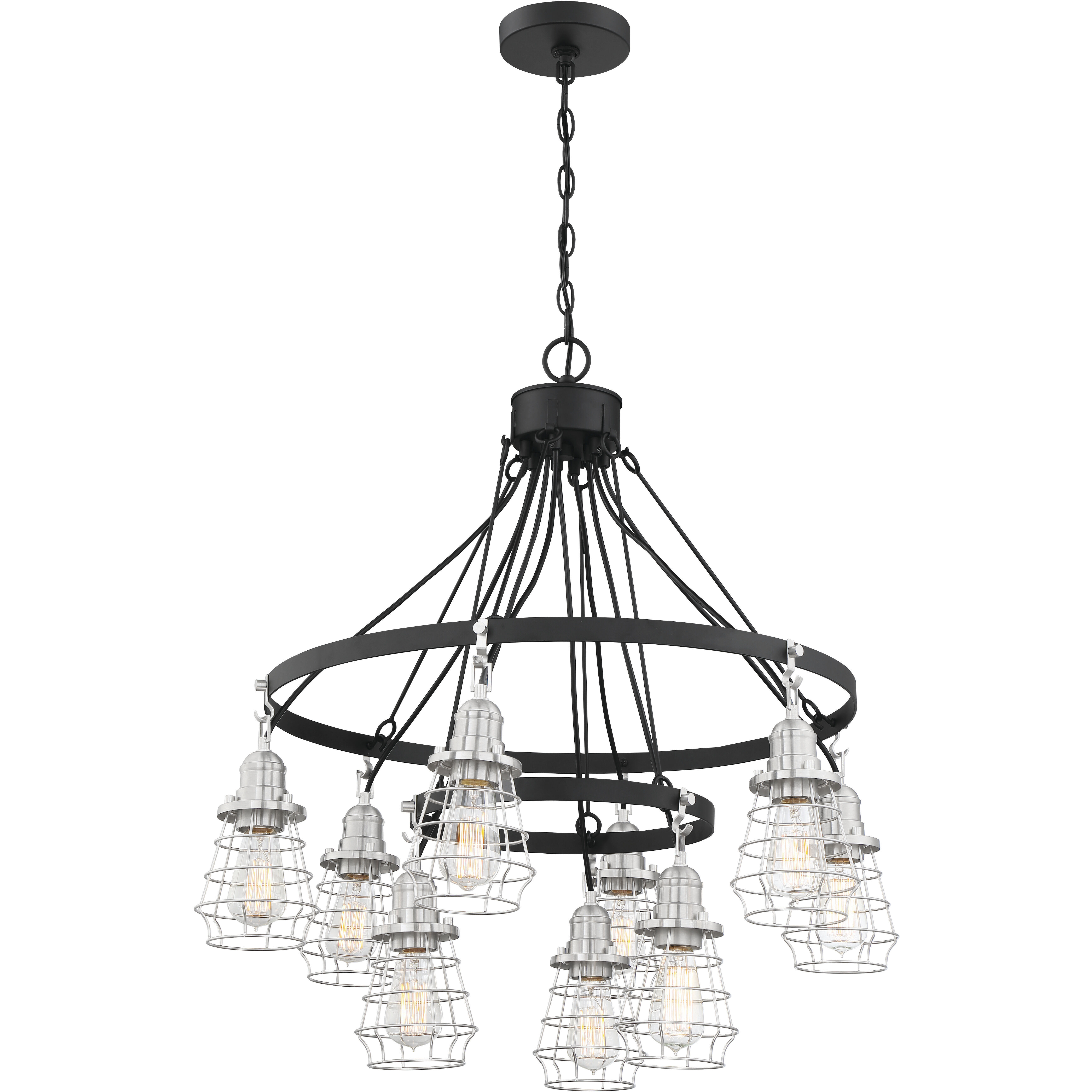 Neighborhood Thatcher 9 Light 30 inch Flat Black/Brushed Polished Nickel Chandelier Ceiling Light in Flat Black / Polished Nickel, Neighborhood Collection