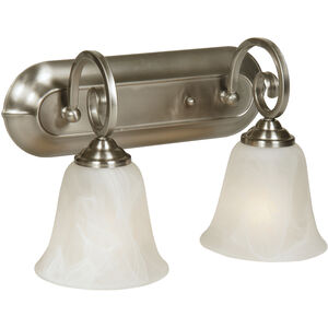Cecilia 2 Light 14 inch Brushed Polished Nickel Vanity Light Wall Light in Alabaster Glass