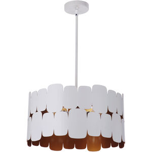 Sabrina 4 Light 18 inch Matte White and Gold Luster Pendant Ceiling Light
