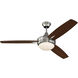Targas 52 inch Brushed Polished Nickel with Dark Oak/Walnut Blades Fan in Walnut/Dark Oak