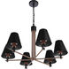 Blake 6 Light 30 inch Flat Black/Satin Brass Chandelier Ceiling Light