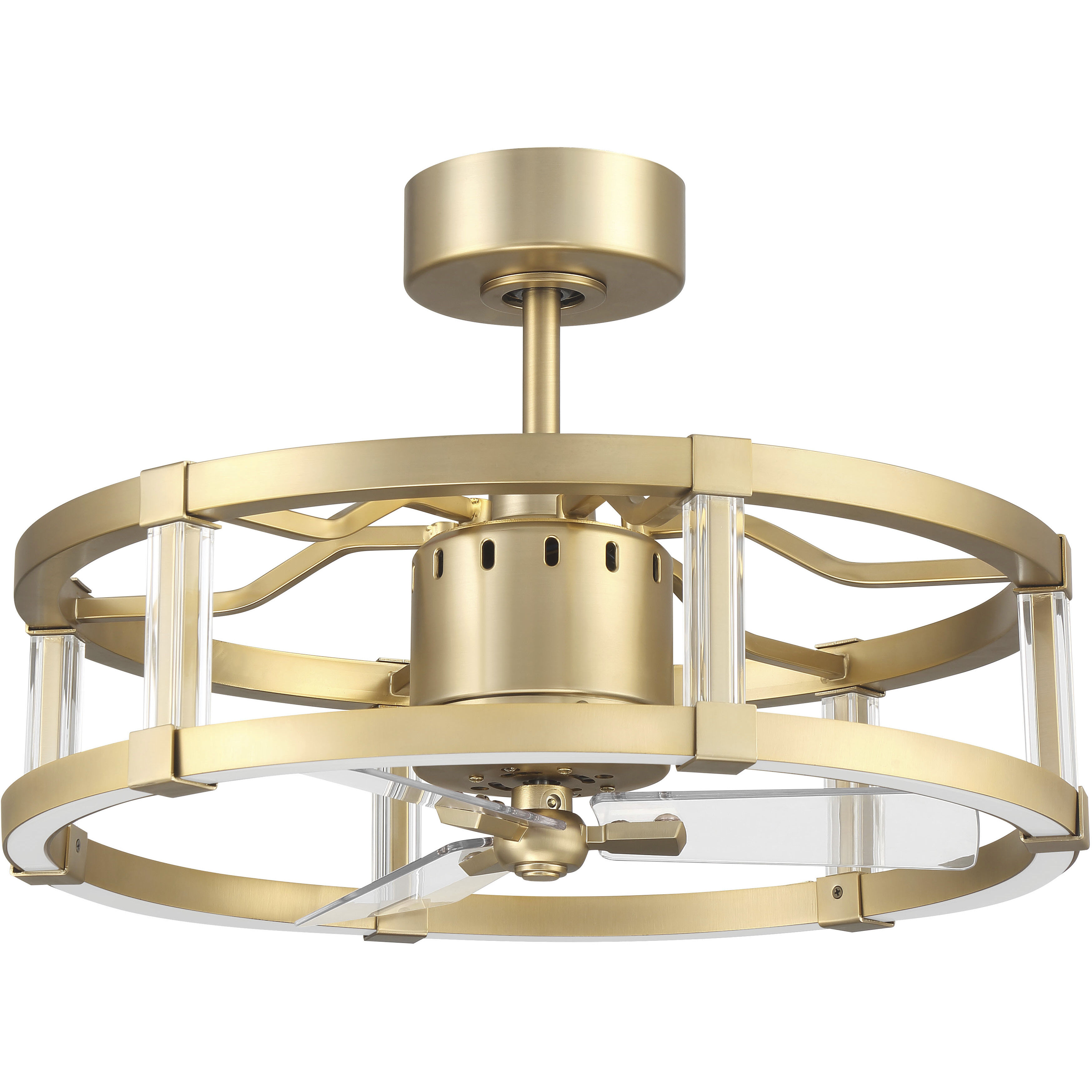 Alexis 18 inch Satin Brass with Clear Acrylic Blades Ceiling Fan (Blades Included)