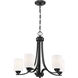 Neighborhood Bolden 5 Light 24 inch Flat Black Chandelier Ceiling Light in White Frost Glass, Neighborhood Collection