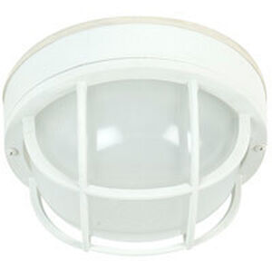 Bulkheads 1 Light 10 inch Textured White Outdoor Flushmount in Textured Matte White, Large
