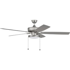 Super Pro 119 60 inch Brushed Satin Nickel with Brushed Nickel/Greywood Blades Contractor Ceiling Fan, Pan