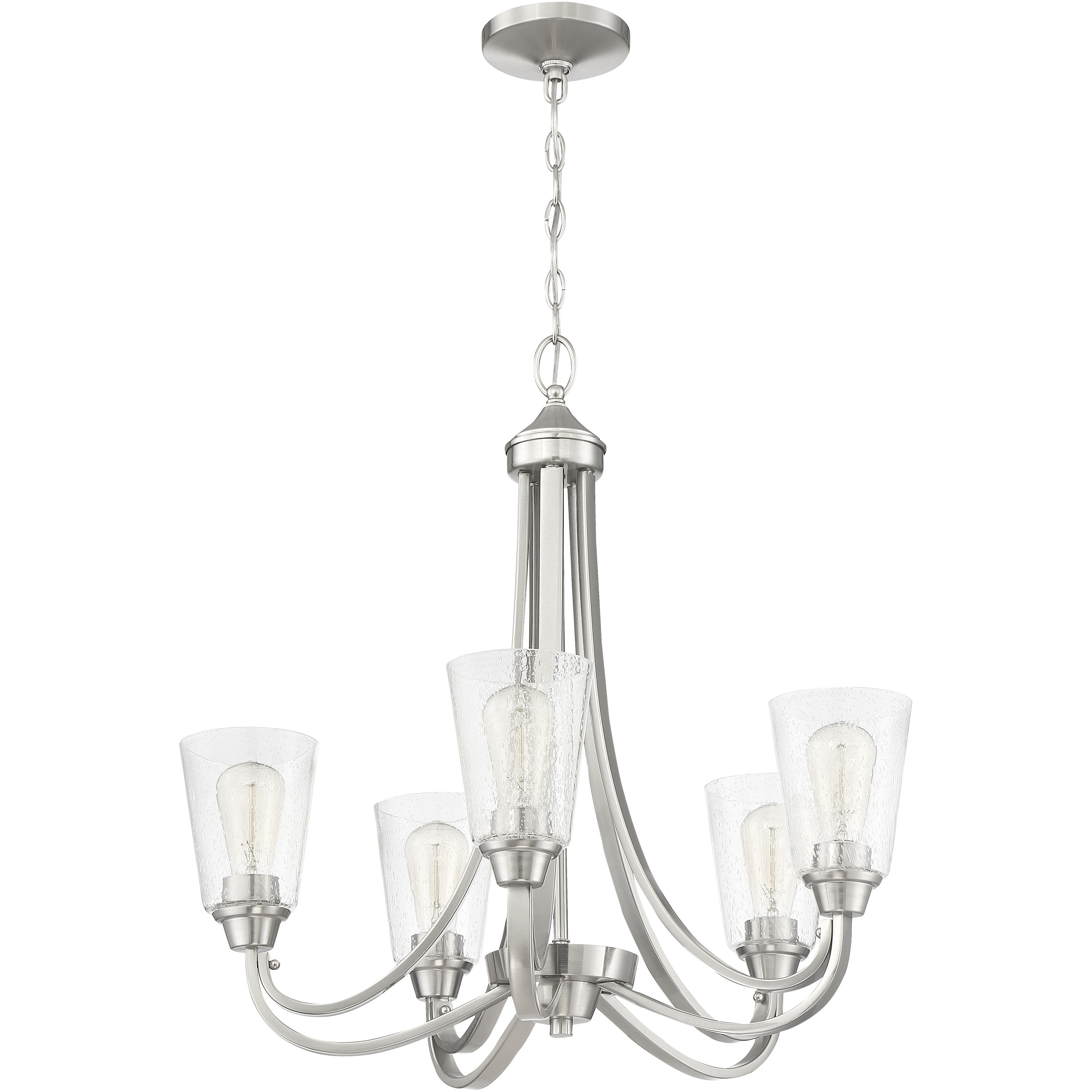 Neighborhood Grace 5 Light 26 inch Brushed Polished Nickel Chandelier Ceiling Light in Clear Seeded, Neighborhood Collection