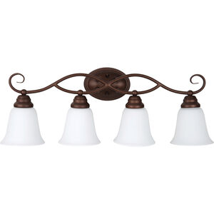 Cordova 4 Light 29 inch Old Bronze Vanity Light Wall Light in White Frosted Glass, Jeremiah