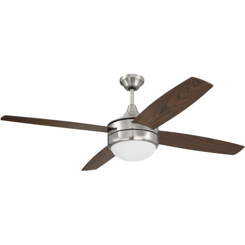 Phaze II 52 inch Brushed Polished Nickel with Walnut/Dark Oak Blades Ceiling Fan (Blades Included), Contractor Fan