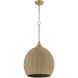 Keira 1 Light 16 inch Satin Brass Pendant Ceiling Light in Natural Rope