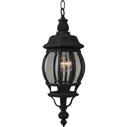 French Style 1 Light 7 inch Textured Black Outdoor Pendant in Textured Matte Black, Small