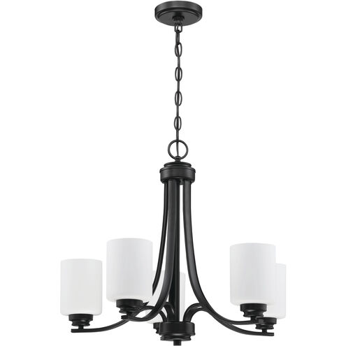 Neighborhood Bolden 5 Light 24 inch Flat Black Chandelier Ceiling Light in White Frost Glass, Neighborhood Collection