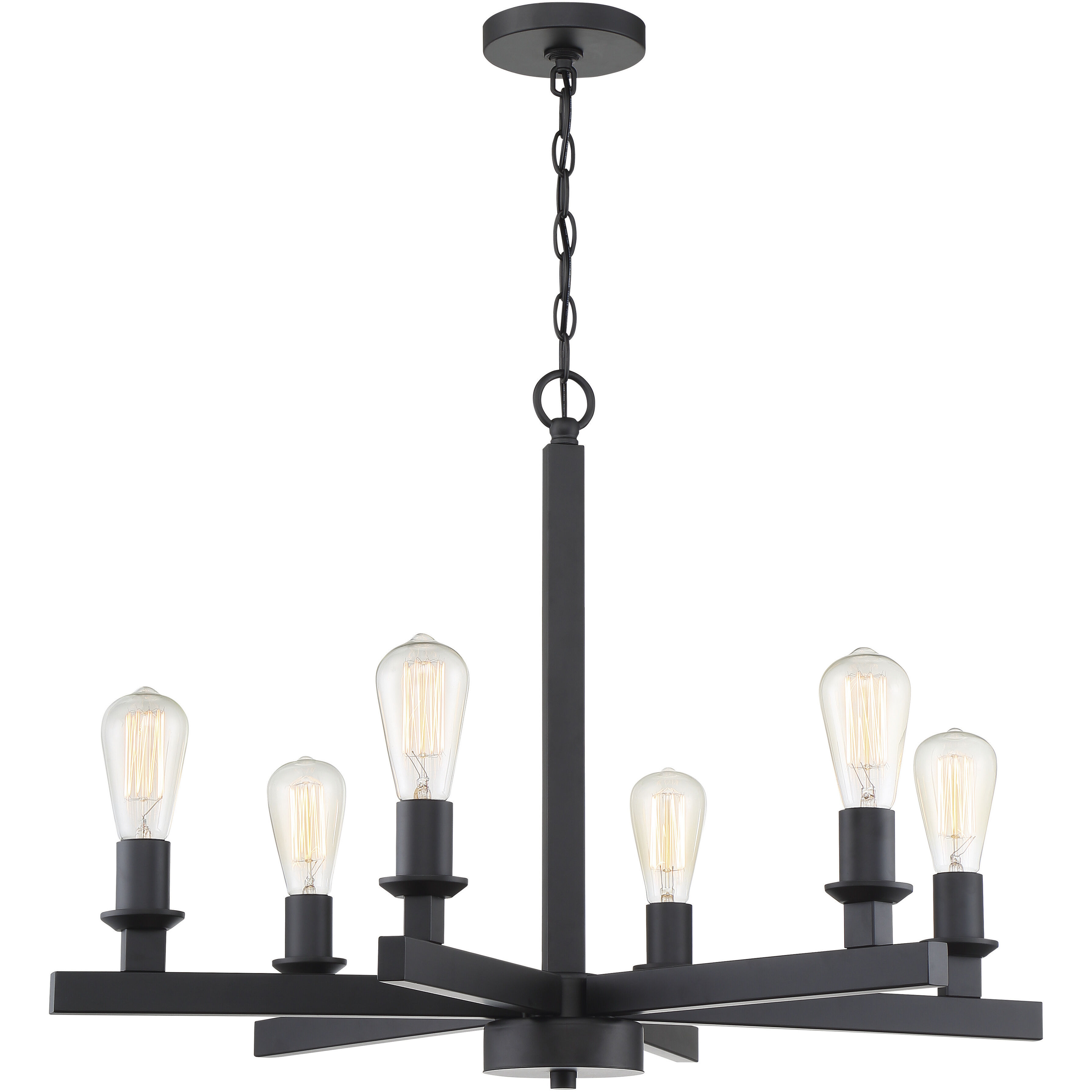 Neighborhood Chicago 6 Light 30 inch Flat Black Chandelier Ceiling Light