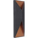 Peak LED 14 inch Textured Black/Satin Brass Outdoor Wall Mount in Textured Black and Satin Brass, Medium