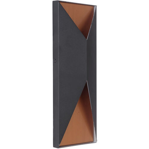 Peak LED 14 inch Textured Black/Satin Brass Outdoor Wall Mount in Textured Black and Satin Brass, Medium