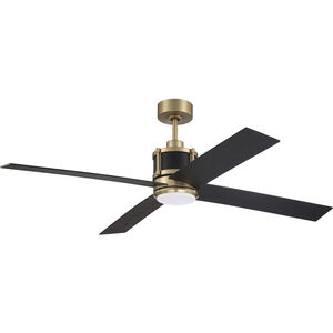 Gregory 56 inch Satin Brass and Flat Black with Flat Black Blades Ceiling Fan