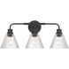 Pleated 3 Light 25 inch Flat Black Vanity Light Wall Light