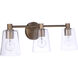 Emilio 3 Light 23 inch Satin Brass Vanity Light Wall Light
