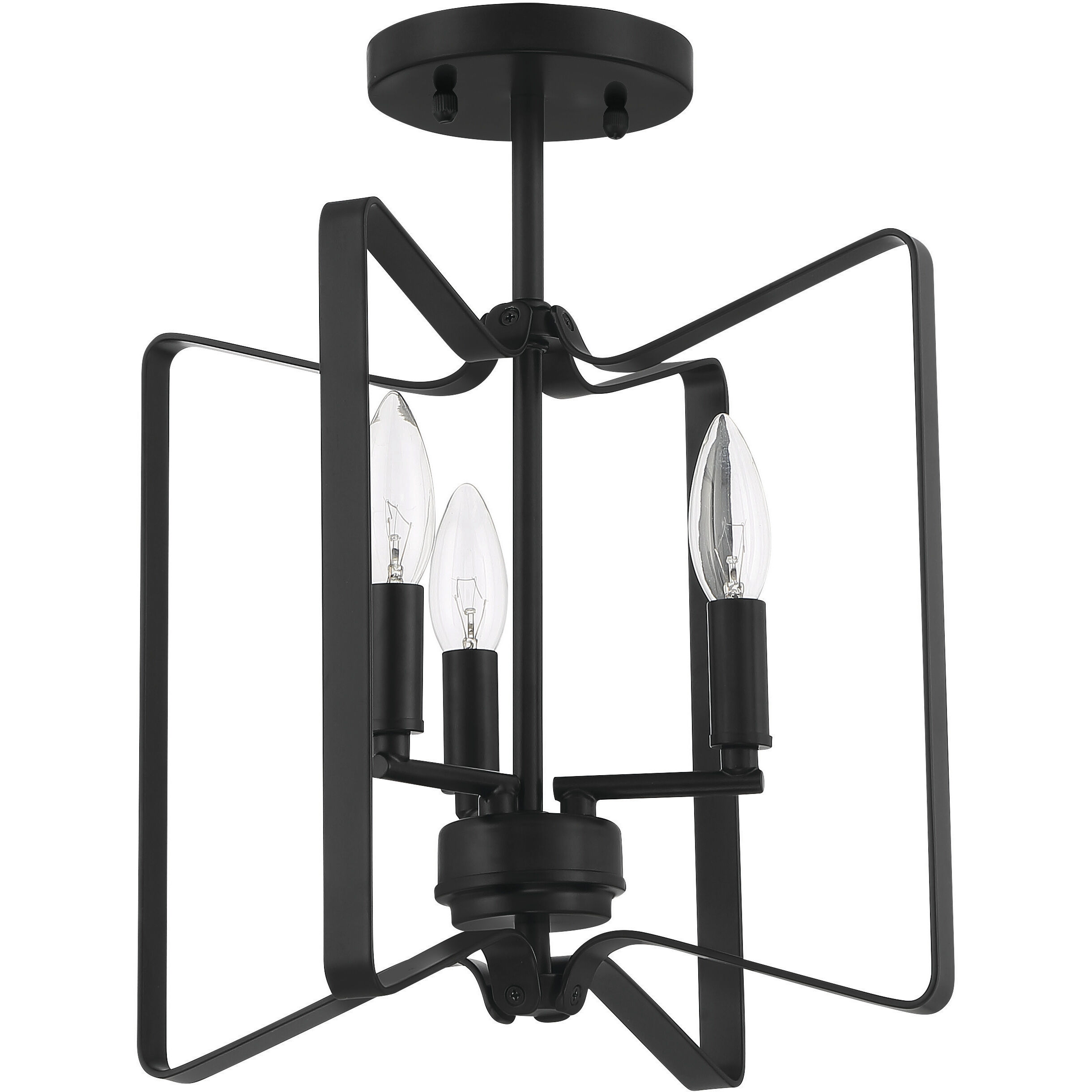 Shayna 3 Light 13 inch Flat Black Convertible Semi Flush Ceiling Light