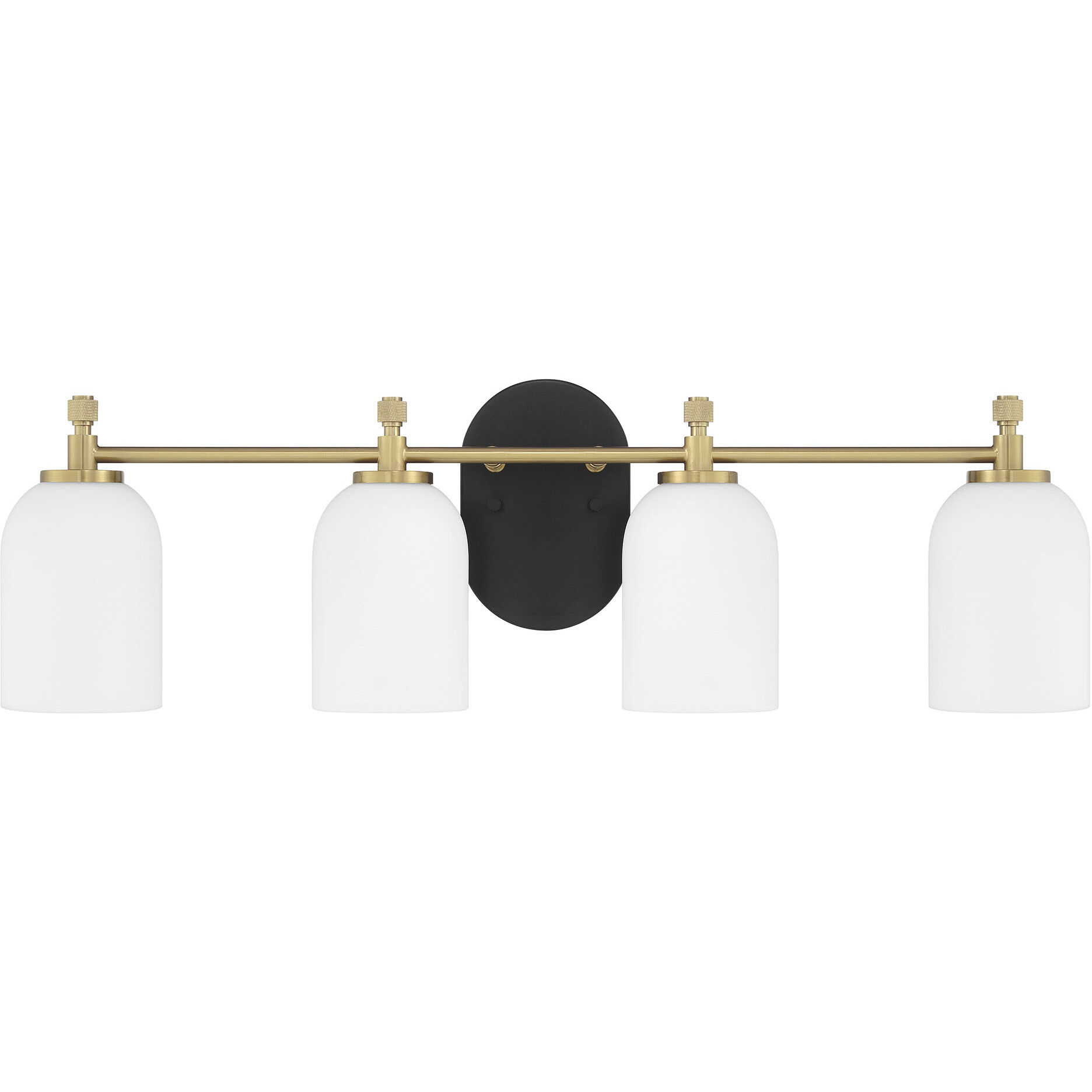 Council 4 Light 28.75 inch Flat Black/Satin Brass Vanity Light Wall Light
