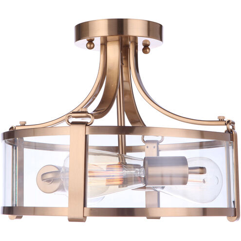 Elliot 3 Light 13 inch Satin Brass Semi Flush Ceiling Light
