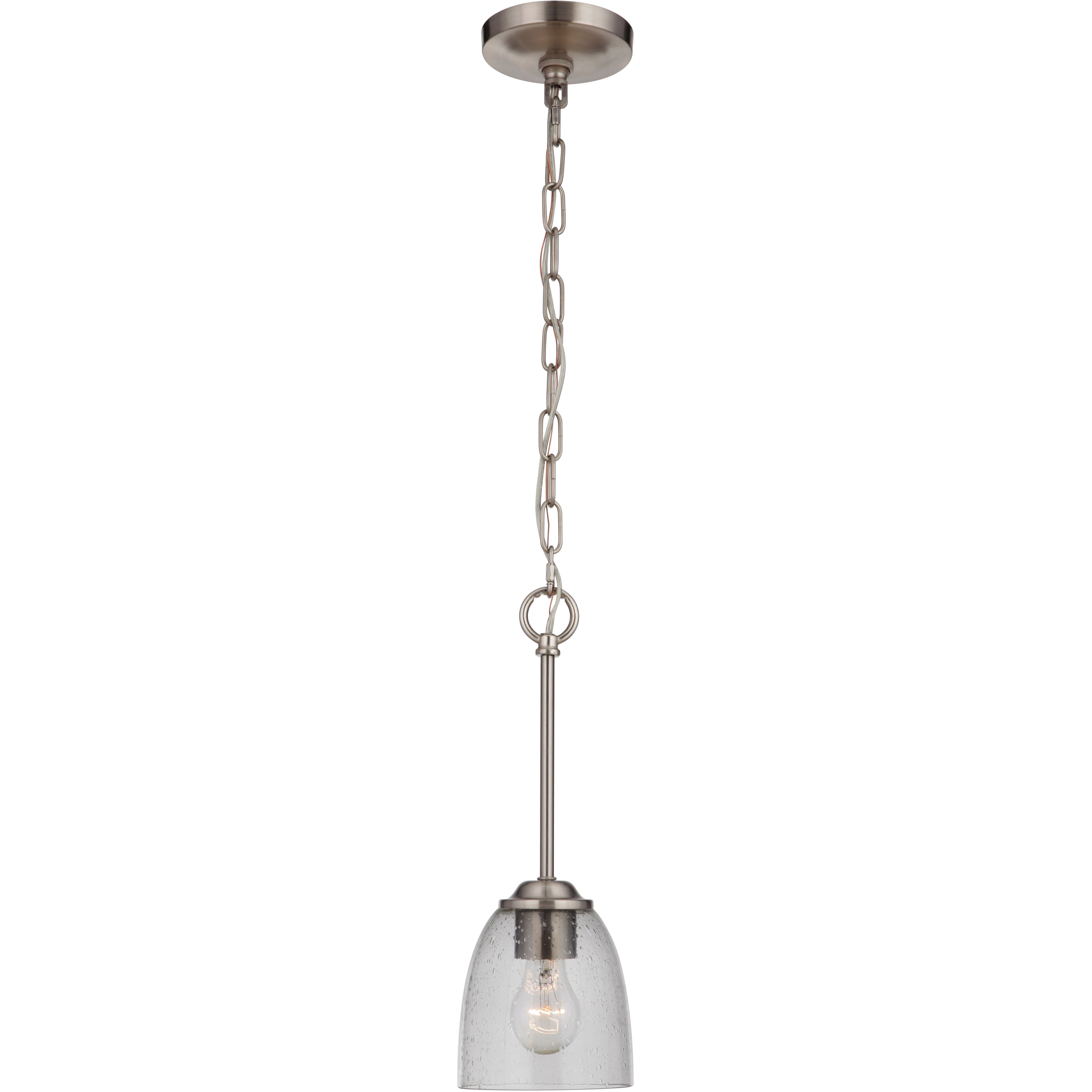 Neighborhood Serene 1 Light 6 inch Brushed Polished Nickel Mini Pendant Ceiling Light in Clear Seeded, Neighborhood Collection