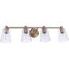 Emilio 4 Light 33 inch Satin Brass Vanity Light Wall Light