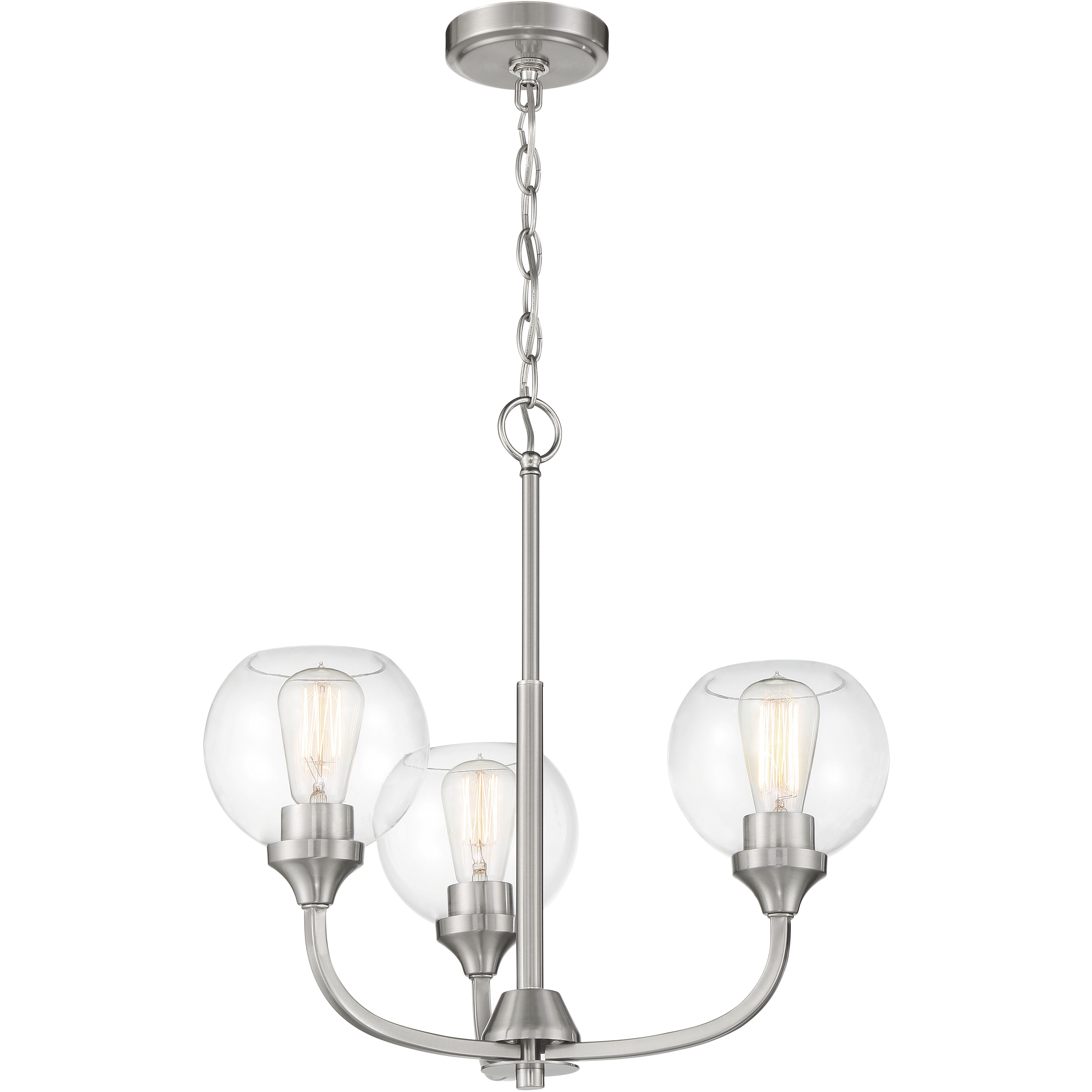 Glenda 3 Light 20 inch Brushed Polished Nickel Chandelier Ceiling Light
