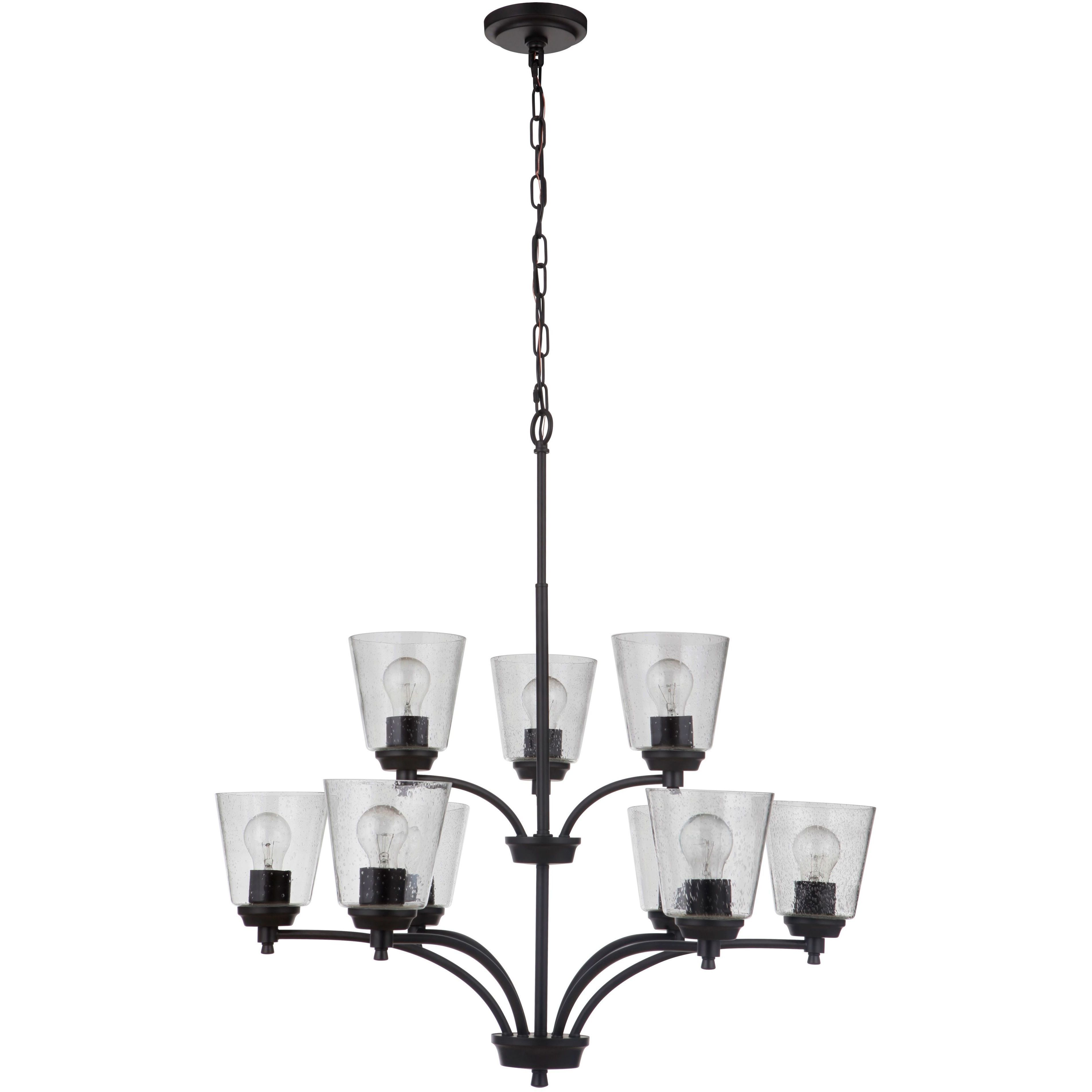 Neighborhood Tyler 9 Light 31.5 inch Flat Black Chandelier Ceiling Light in Clear Seeded, Neighborhood Collection