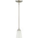 Neighborhood Grace 1 Light 5 inch Brushed Polished Nickel Mini Pendant Ceiling Light in White Frosted Glass, Jeremiah
