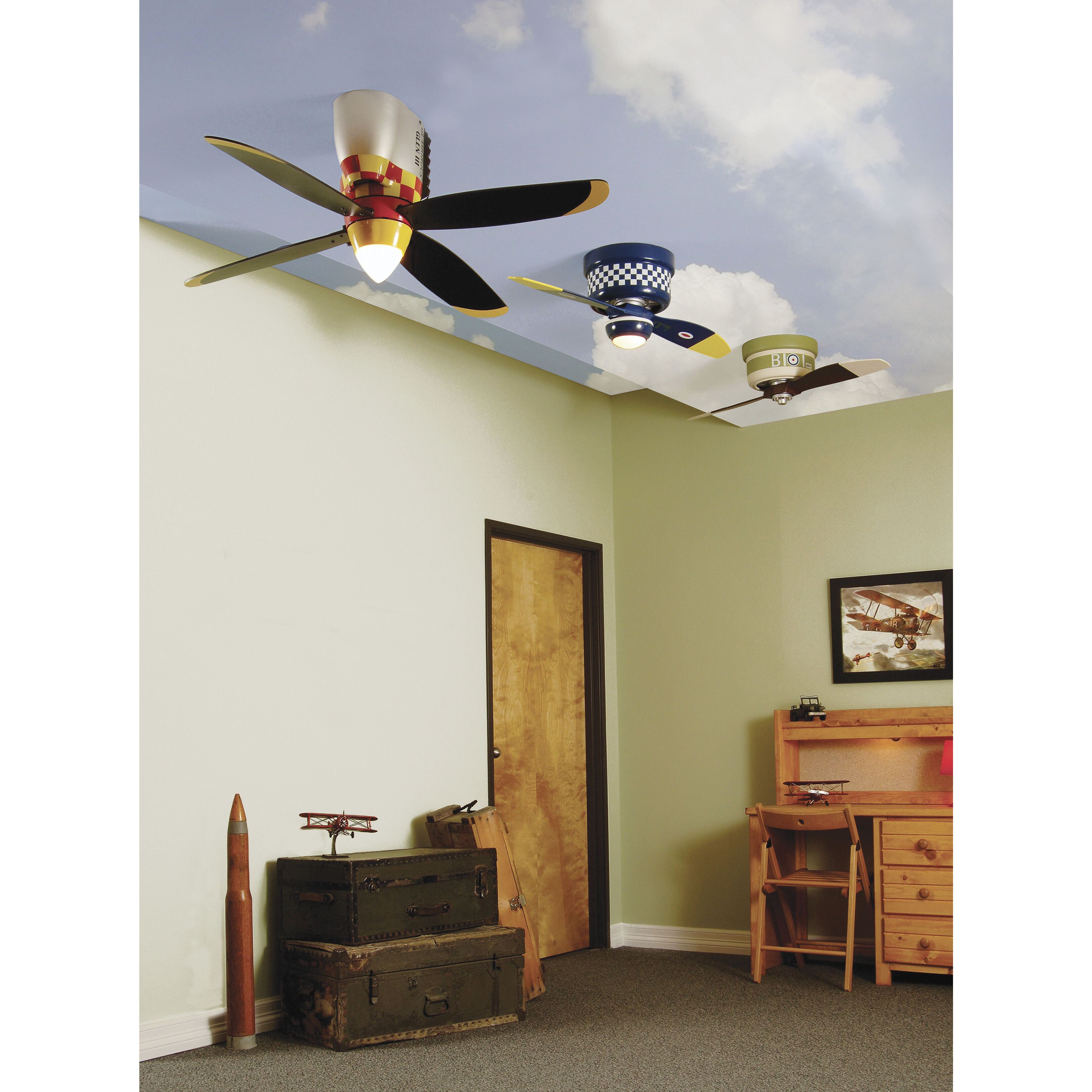 WarPlanes 48 inch WarPlanes Tiger Shark with Tiger Shark Blades Ceiling Fan