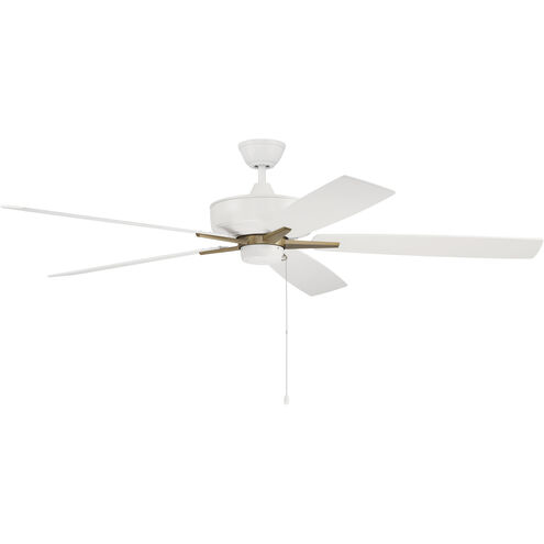 Super Pro 60 inch White and Satin Brass with White/Washed Oak Blades Contractor Fan in White/Satin Brass