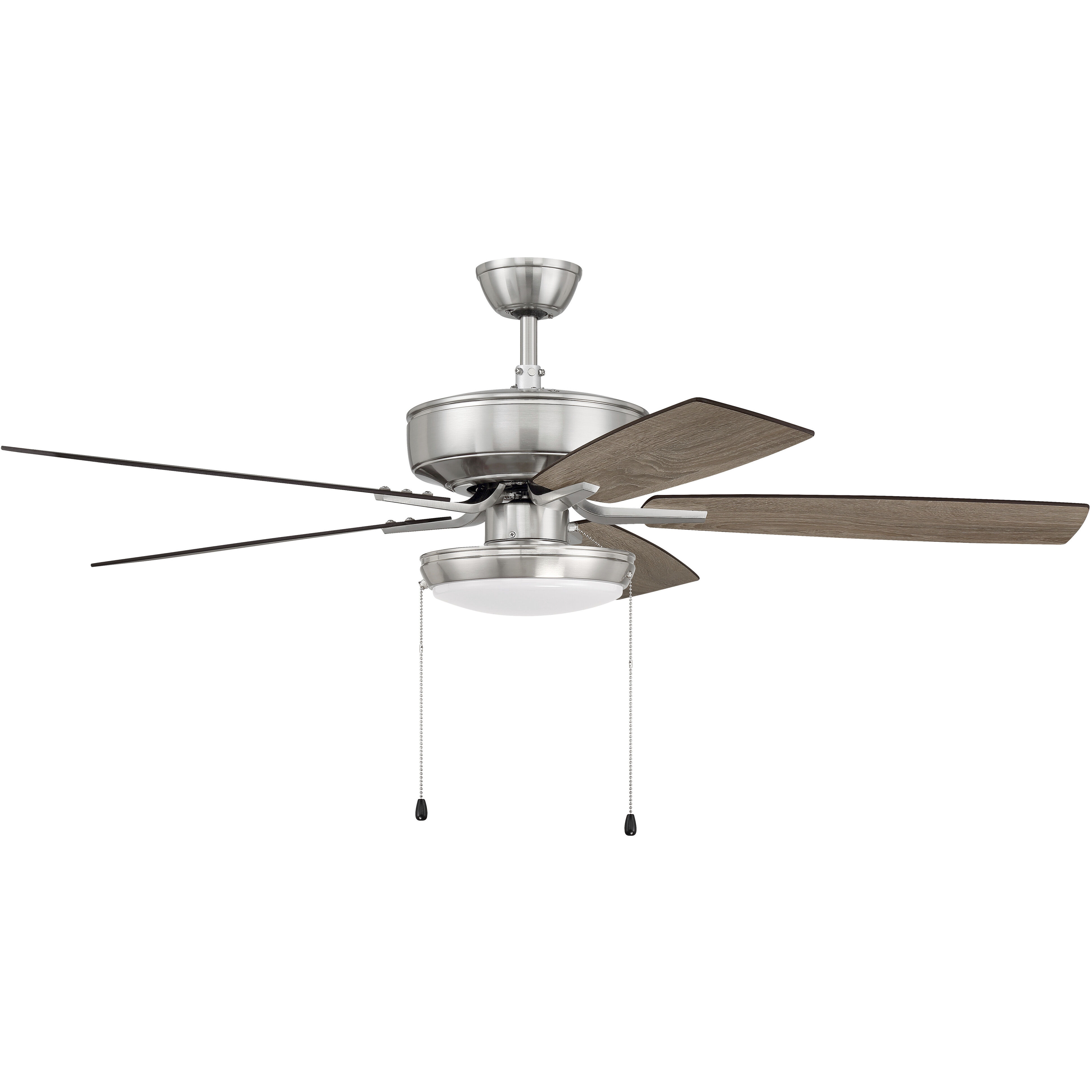 Pro Plus 119 52 inch Brushed Polished Nickel with Driftwood/Grey Walnut Blades Contractor Ceiling Fan, Pan