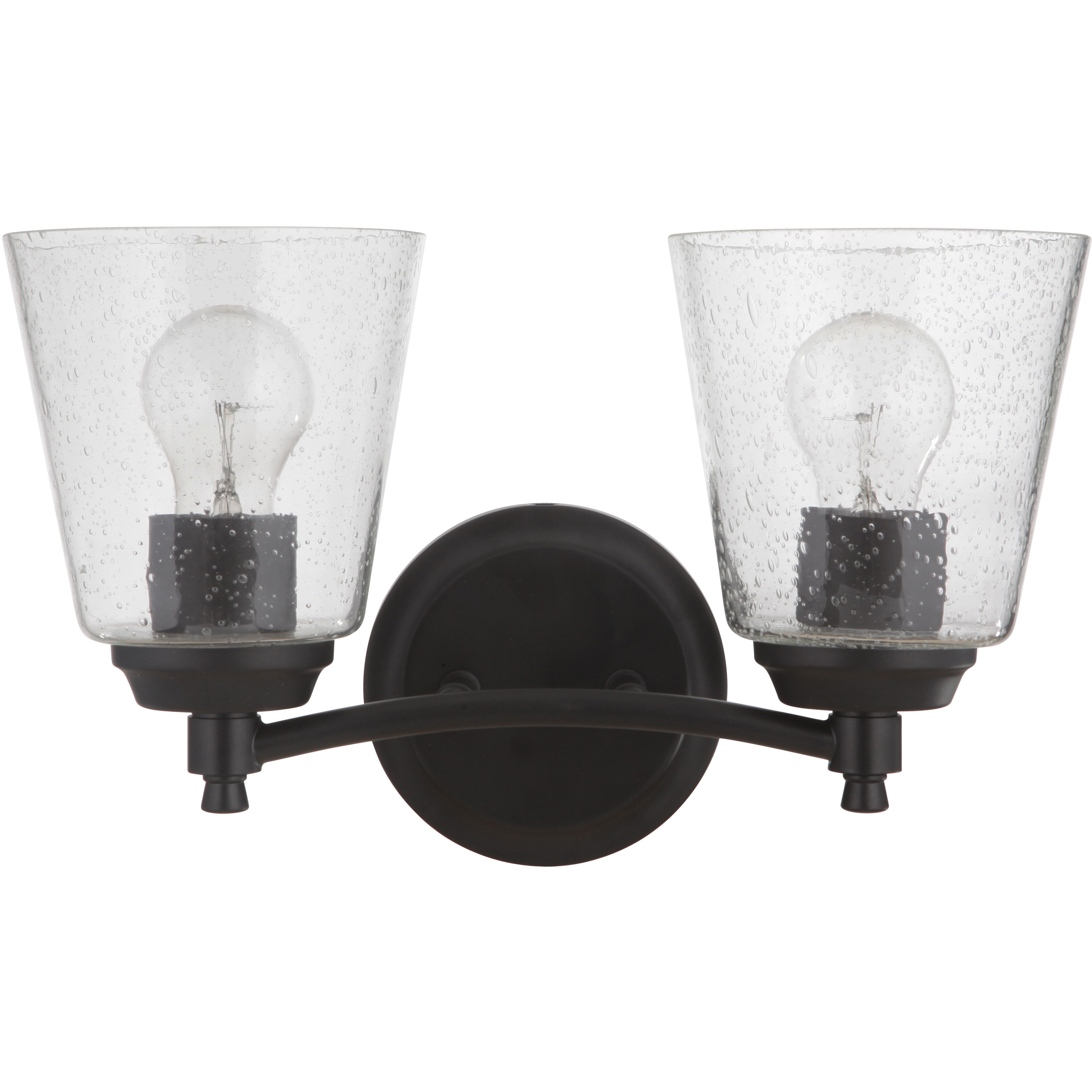 Neighborhood Tyler 2 Light 14 inch Flat Black Vanity Light Wall Light in Clear Seeded, Neighborhood Collection