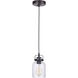 Foxwood 1 Light 5 inch Flat Black with Dark Teak Mini Pendant Ceiling Light in Flat Black/Dark Teak