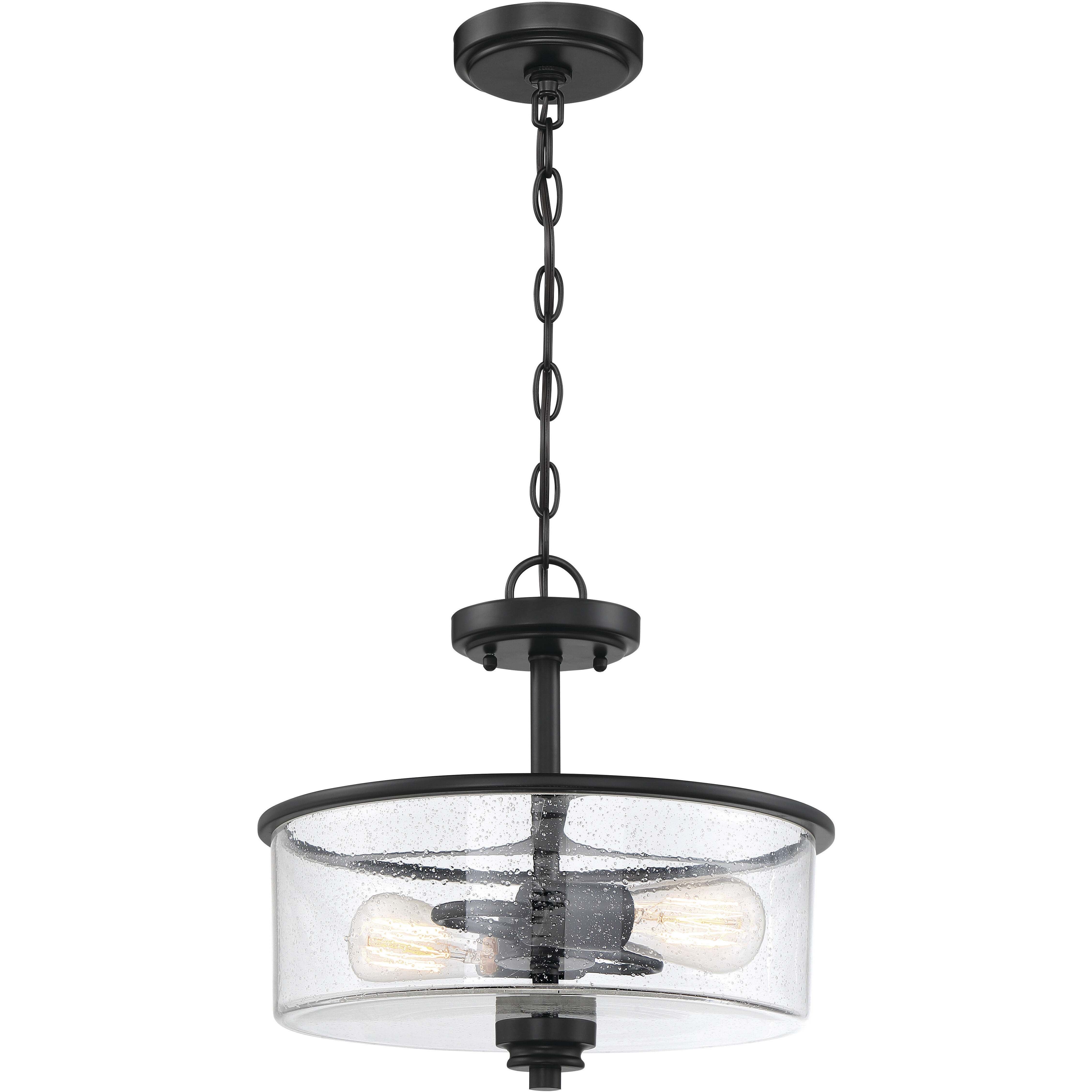 Neighborhood Bolden 2 Light 13 inch Flat Black Convertible Semi Flush Ceiling Light in Clear Seeded, Neighborhood Collection