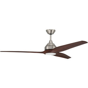 Limerick 60 inch Brushed Polished Nickel with Walnut Blades Ceiling Fan, Blades Included