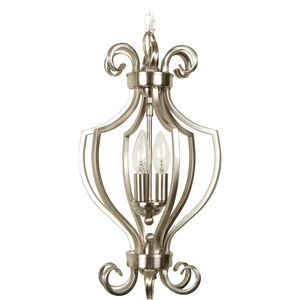 Cecilia 3 Light 11 inch Brushed Polished Nickel Foyer Light Ceiling Light in Alabaster Glass, Cage