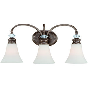 Boulevard 3 Light 25 inch Mocha Bronze Silver Wash Vanity Light Wall Light in Creamy Etched Glass