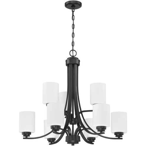 Bolden 9 Light 29 inch Flat Black Chandelier Ceiling Light in White Frosted Glass, Neighborhood Collection