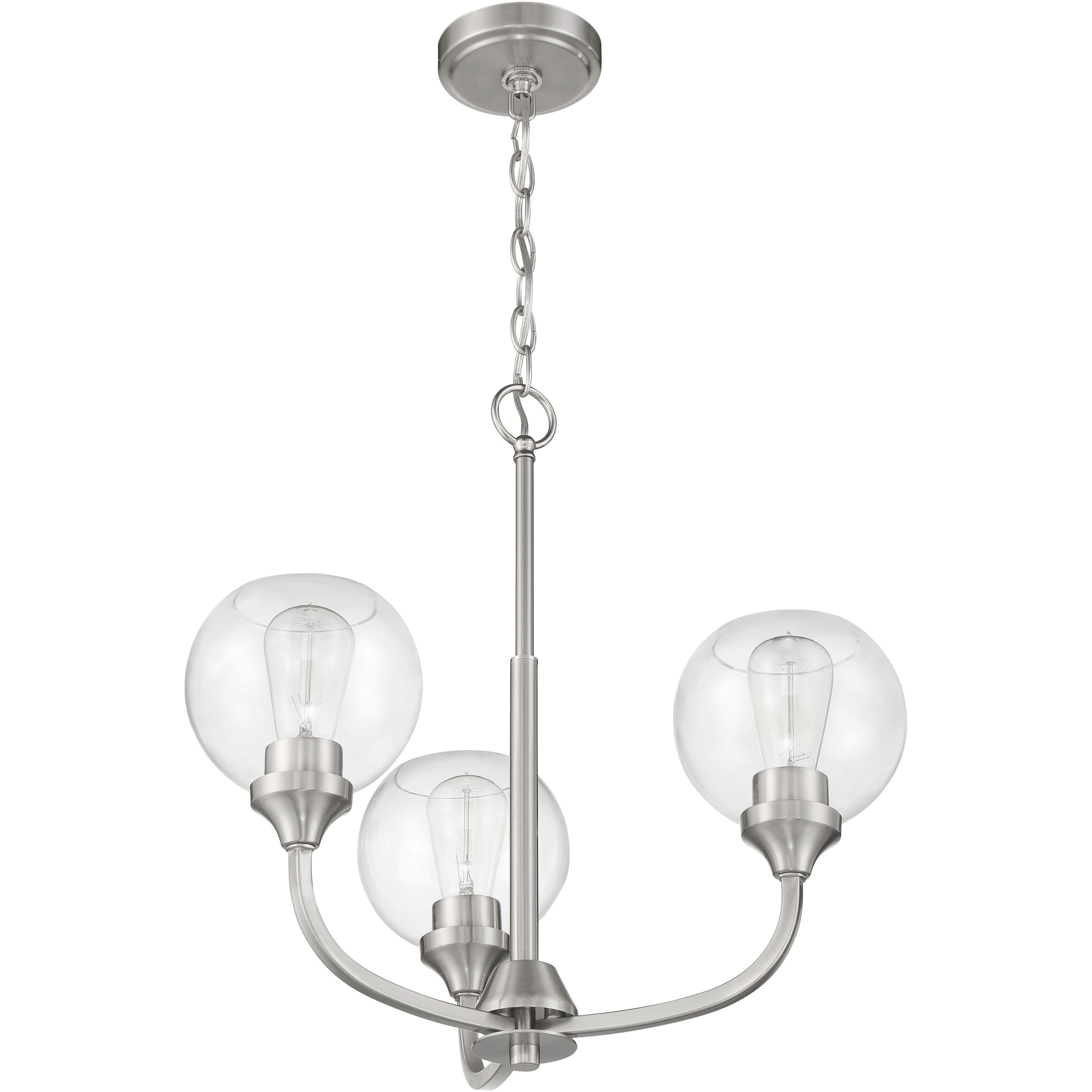 Glenda 3 Light 20 inch Brushed Polished Nickel Chandelier Ceiling Light