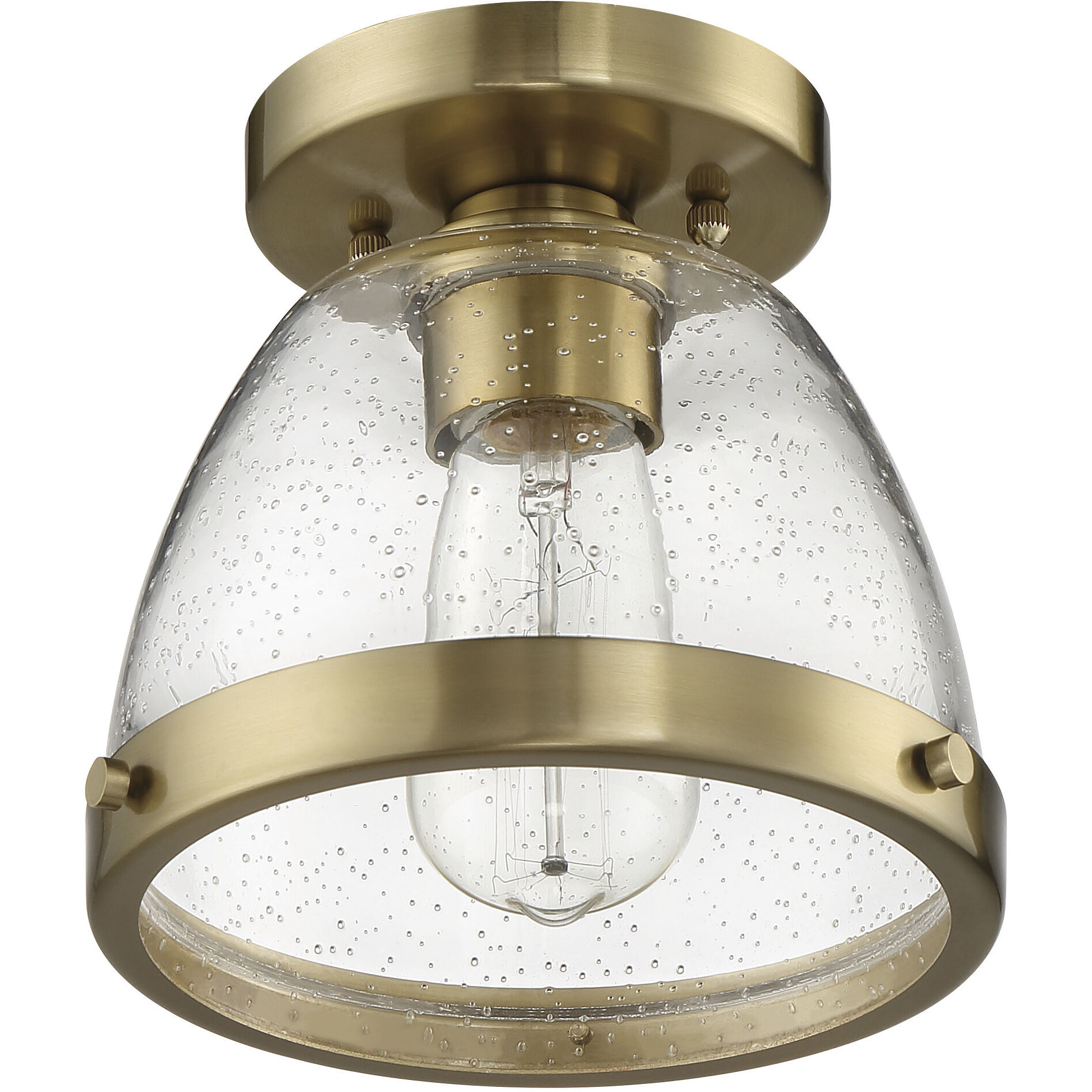 Lodie 1 Light 8 inch Satin Brass Flushmount Ceiling Light